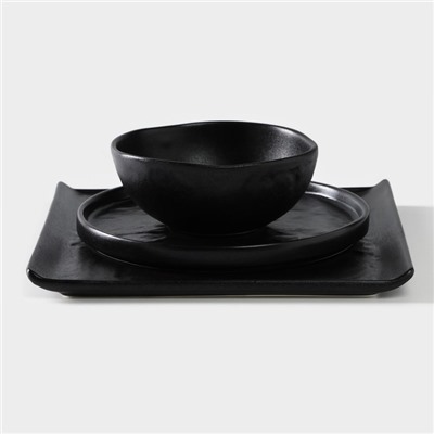 Блюдо фарфоровое для подачи Magistro Pietra lunare, 27,5×2 см, цвет чёрный