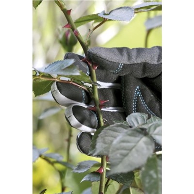 Перчатки текстильные садовые, с замшевыми ладонями, размер 7, серые, GARDENA