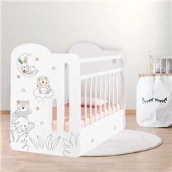 Кровать детская с маятником и ящиком 1200х600 Baby time, Крошка Я (белый)