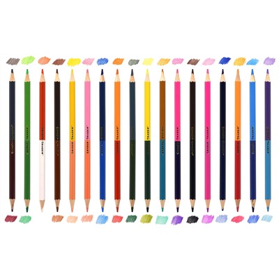 Набор цветных карандашей двухсторонние 18 штук, 36 цветов, шестигранные, дерево
