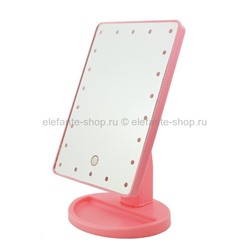 Зеркало настольное с подсветкой розовое, 20 ламп