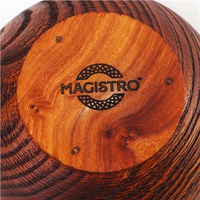 Набор деревянных тарелок из натурального вяза Magistro, 3 шт: 15×6,3, 12,5×6,1, 10,5×5,9 см, цвет коричневый