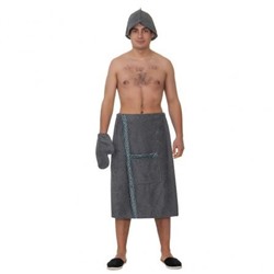 БАР-НАБ-М-910 Набор мужской трехпредметный (килт, рукавичка, шапочка) для бани/сауны