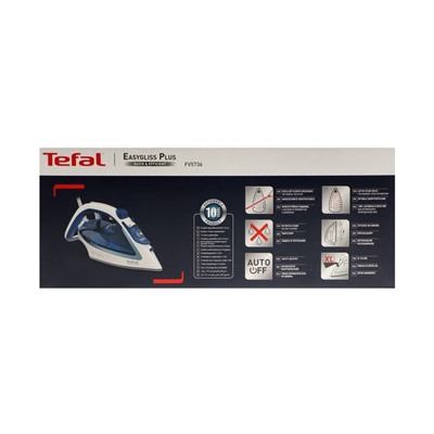 Утюг Tefal FV5736E0, 2500 Вт, эмалированная подошва, 45 г/мин, 270 мл, бело-синий