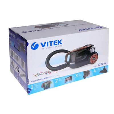 Пылесос Vitek VT-8117, контейнерный, 2200/450 Вт, 2.5 л, шнур 5 м