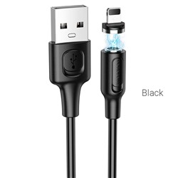 Кабель магнитный USB/8 pin Borofone BX41 1.0м цв.черный(2.4A,круг,сил,кор)