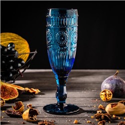Бокал из стекла для шампанского Magistro «Ларго», 180 мл, 7×19,7 см, цвет синий