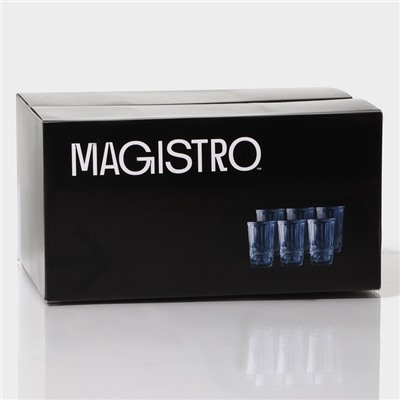 Набор стаканов стеклянных Magistro «Ла-Манш», 350 мл, 8×12,5 см, 6 шт, цвет синий