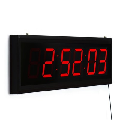 Часы настенные электронные "Соломон", 20 х 3 х 60 см, цифры красные 10 х 5.8 см, USB
