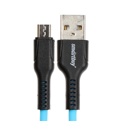 Кабель Smartbuy S21, microUSB - USB, 2.4 А, 1 м, зарядка + передача данных, синий