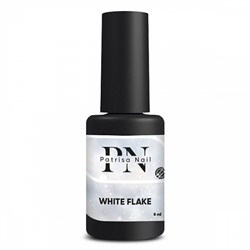 8 мл, Patrisa Nail, Топ глянцевый White Flake с белыми хлопьями, без липкого слоя