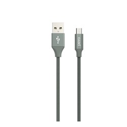 Кабель PERO DC-02, microUSB - USB, 2 А, 1 м, тканевая оплетка, серый