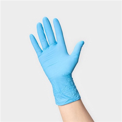 Перчатки нитриловые «Nitrile», смотровые, нестерильные, размер М, 200 шт/уп (100 пар), цвет голубой