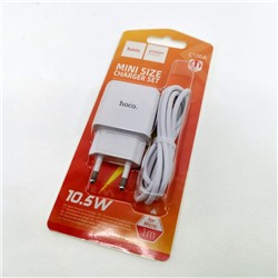 Адаптер сетевой HOCO C106A USB+кабель micro USB цв.белый(5V, 2100mA)