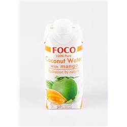 Кокосовая Вода "FOCO" с Манго (100% натуральный напиток, без сахара), FOCO, 330мл