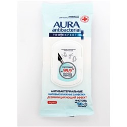 Влажные салфетки Aura Pro Expert для обработки поверхностей с дезинфицирующим эффектом, 24 шт