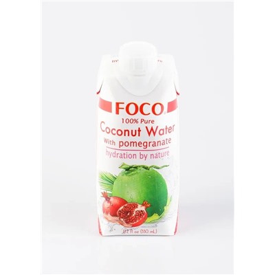 Кокосовая Вода "FOCO" с Соком Граната (100% натуральный напиток, без сахара), FOCO, 330мл