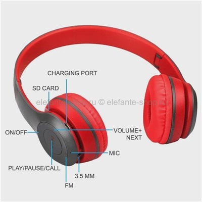 Беспроводные наушники P47 Wireless Headphones Red (15)