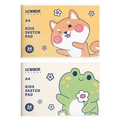 Альбом д/рис. 24 л. А4 скреп. LOREX KIDS CUTE PETS целлюлозн. карт., soft touch, офс. запечатка форзаца