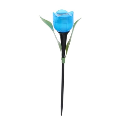 Садовый светильник на солнечной батарее «Тюльпан синий», 4.5 × 29 × 4.5 см, 1 LED, свечение белое