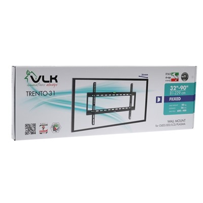 Кронштейн VLK TRENTO-31, для ТВ, фиксированный, 32-90", 26 мм от стены, черный