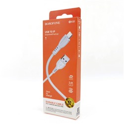 Кабель USB/8 pin Borofone BX51 1м цв.белый(2.4A, круглый,силикон,коробка)
