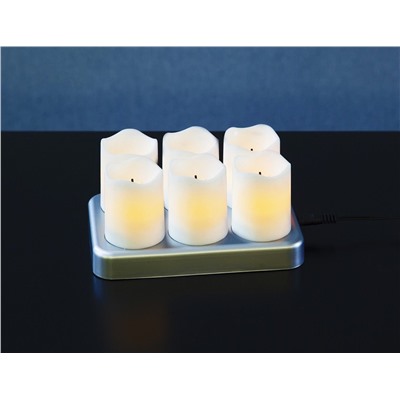 Набор светодиодных свечей HOME LIGHT, белый, тёплые белые LED-огни, 4х5 см (6 шт.), зарядное устройство, STAR trading