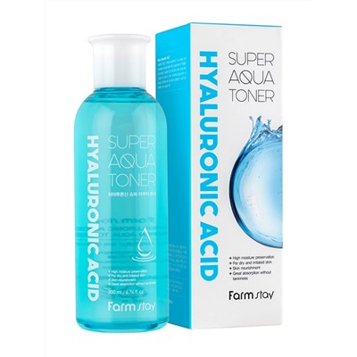 FARMSTAY - ТОНЕР ДЛЯ ЛИЦА С ГИАЛУРОНОВОЙ КИСЛОТОЙ HYALURONIC ACID SUPER AQUA TONER, 200 ML