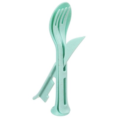Набор столовых приборов Maclay: ложка, вилка, нож, пластик, цвет зелёный