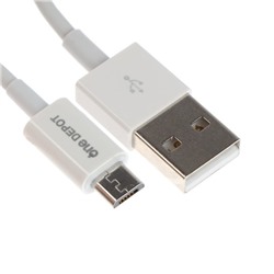 Кабель ONE DEPOT S22V, microUSB - USB, 2.4 А, 1 метр, белый