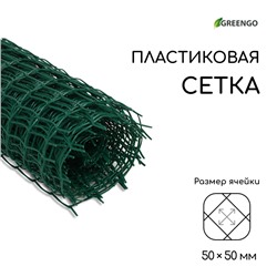 Сетка садовая, 1 × 10 м, ячейка квадрат 50 × 50 мм, пластиковая, зелёная, Greengo