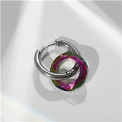 Пирсинг в ухо "Кольцо" Сатурн, d=13 мм, цвет бензиновый в серебре