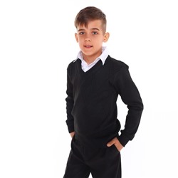 Школьный джемпер-обманка для мальчиков, цвет чёрный, рост 158-164см