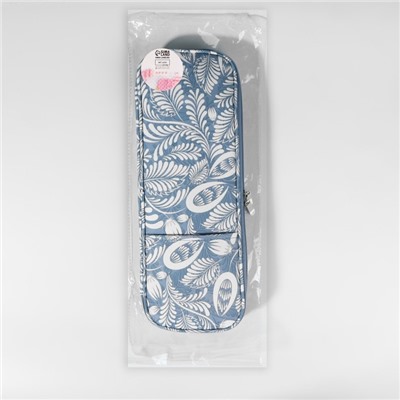 Пенал для вязания «Цветы», 1 отделение, 8 карманов, 40 × 15 × 2,5 см, цвет голубой/белый