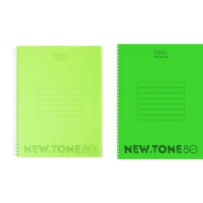 Тетрадь А4  80л клетка на спирали "NEWtone NEON ЛАЙМ" многоуровн.перфор. пластиковая обложка (061944) Хатбер