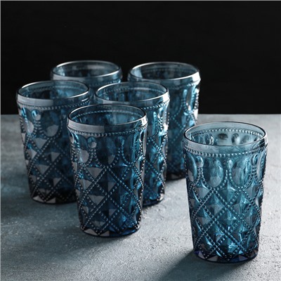 Набор стаканов стеклянных Magistro «Варьете», 465 мл, 8,5×14 см, 6 шт, цвет синий
