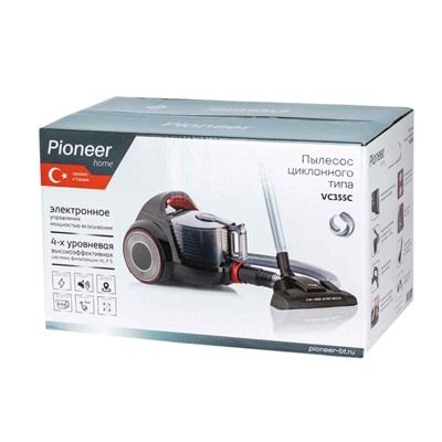 Пылесос Pioneer VC355C, циклонный, 2100Вт, 2,5 л, цвет красный