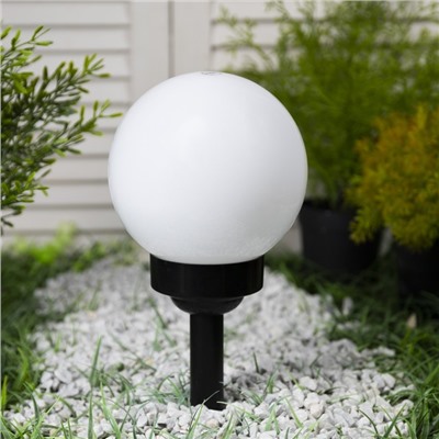 Садовый светильник на солнечной батарее «Средний шар», 15 × 38 × 15 см, 4 LED, свечение белое