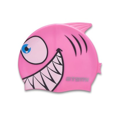 Шапочка для плавания Атеми FC204, силикон детская, рыбка, цвет розовый