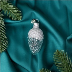 Ёлочное украшение "Шишка в снегу", прозрачная серия, серебро, в подарочной упаковке, h-8см