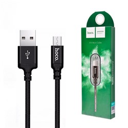 Кабель USB/micro USB HOCO X14 1м цв.черный(2.0A, круглый,ткань,коробка)