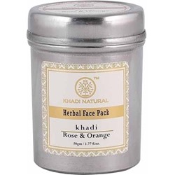 Натуральная маска для лица Рoза и Апельсин (Herbal Face Pack Rose & Orange), Khadi, 50 г