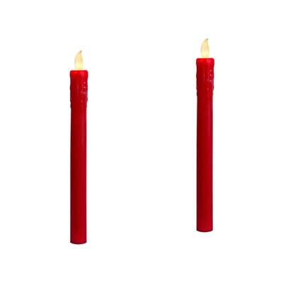 Набор светодиодных столовых свечей  РОМАНТИЧНЫЙ УЮТ, красных, тёплые белые LED-огни, пластик, 24х2 см (2 шт.), STAR trading