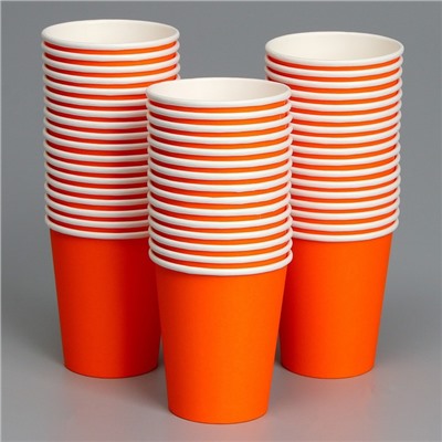 Стакан одноразовый бумажный, однотонный, цвет оранжевый, 250 мл, 50 шт 1