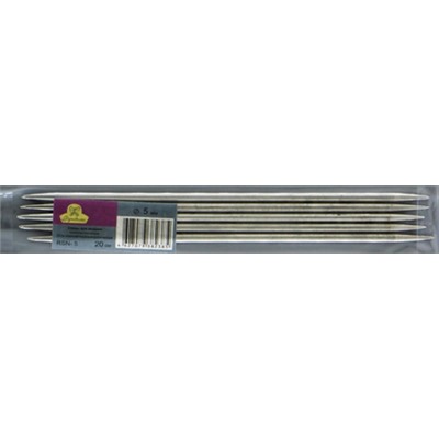 Спицы "Рукоделие" RSN для вязания чулочно-носочные (5-ти комплектные) металлические (RSN-5 20см * 5.0мм)