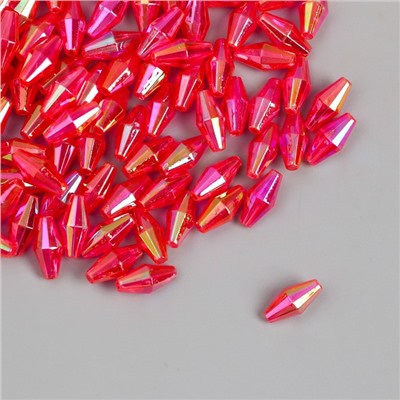 Бусины для творчества пластик "Ромб-кристалл голография фуксия" набор 20 гр 0,6х0,6х1,2 см