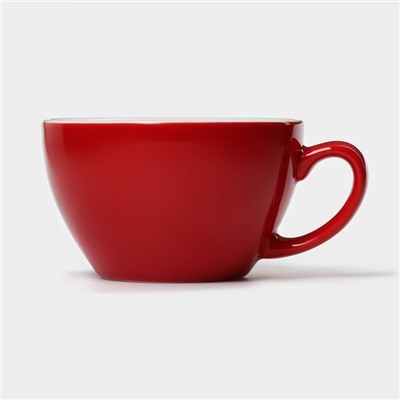 Кофейная пара фарфоровая Magistro Coffee time, 2 предмета: чашка 300 мл, блюдце d=15,5 см, цвет красный