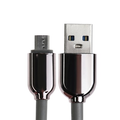 Кабель MicroUSB - USB, 2.4 А, оплётка TPE, морозоустойчивый, 1 метр, серый