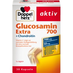 Doppelherz Glucosamin 700  + Chondroitin Глюкозамин 700 + Хондроитин капсулы с Витамином С для выработки коллагена для эластичности мышц, 30 шт