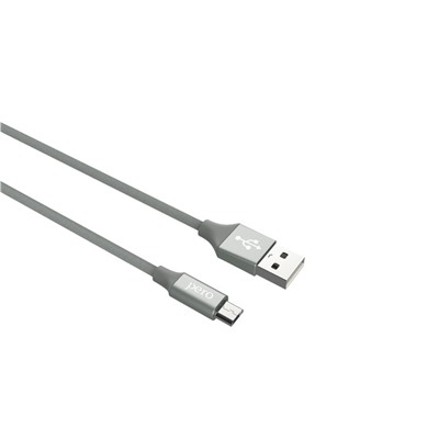 Кабель PERO DC-02, microUSB - USB, 2 А, 1 м, тканевая оплетка, серый